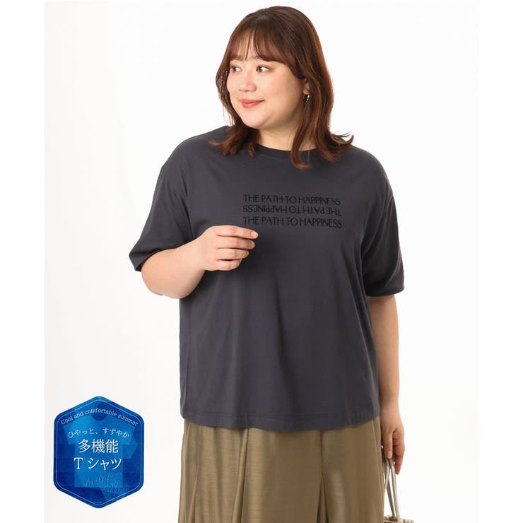ダークグレー | 【大きいサイズ/機能素材】フロッキーロゴTシャツ | eur3