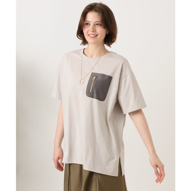 【大きいサイズ】ジップポケットコットンTシャツ | eur3 | 詳細画像2 