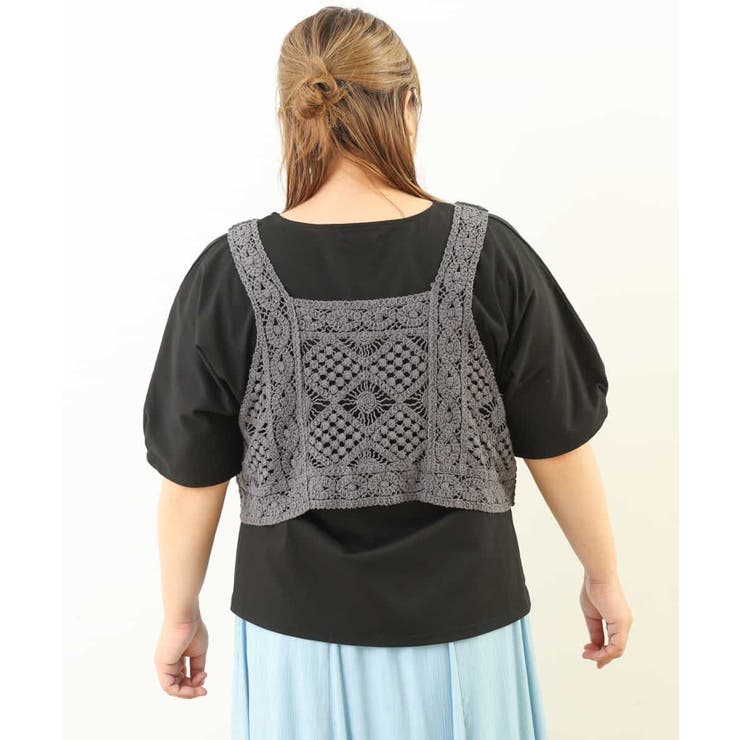 【新品タグ付き】アルページュストーリー　クロシェレースキャミ　黒 新品 Arpege story アルページュストーリー クロシェレース