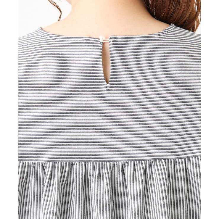【大きいサイズ】ギャザー切り替えストライプカットソー | eur3 | 詳細画像12 