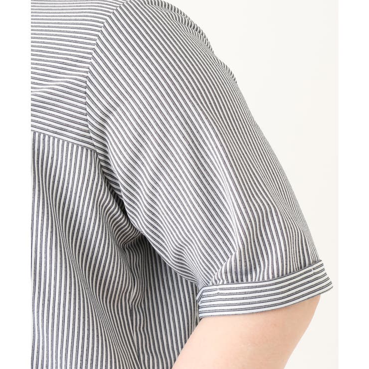 【大きいサイズ】ギャザー切り替えストライプカットソー | eur3 | 詳細画像15 