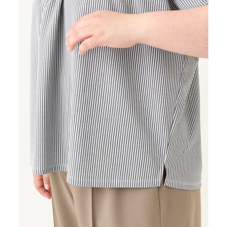 【大きいサイズ】ギャザー切り替えストライプカットソー | eur3 | 詳細画像16 