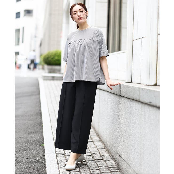 【大きいサイズ】ギャザー切り替えストライプカットソー | eur3 | 詳細画像5 