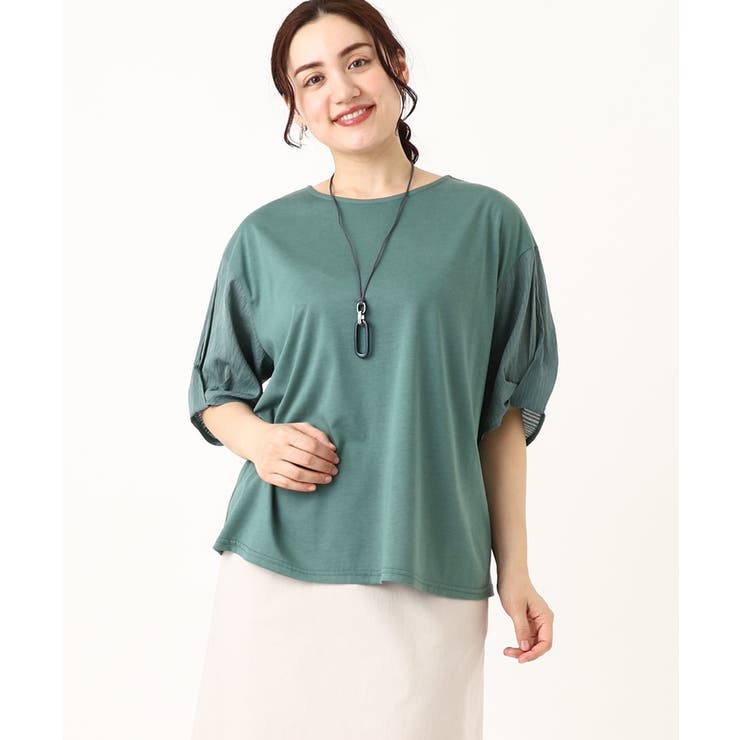 【大きいサイズ】シアーねじり袖トップス | eur3 | 詳細画像1 