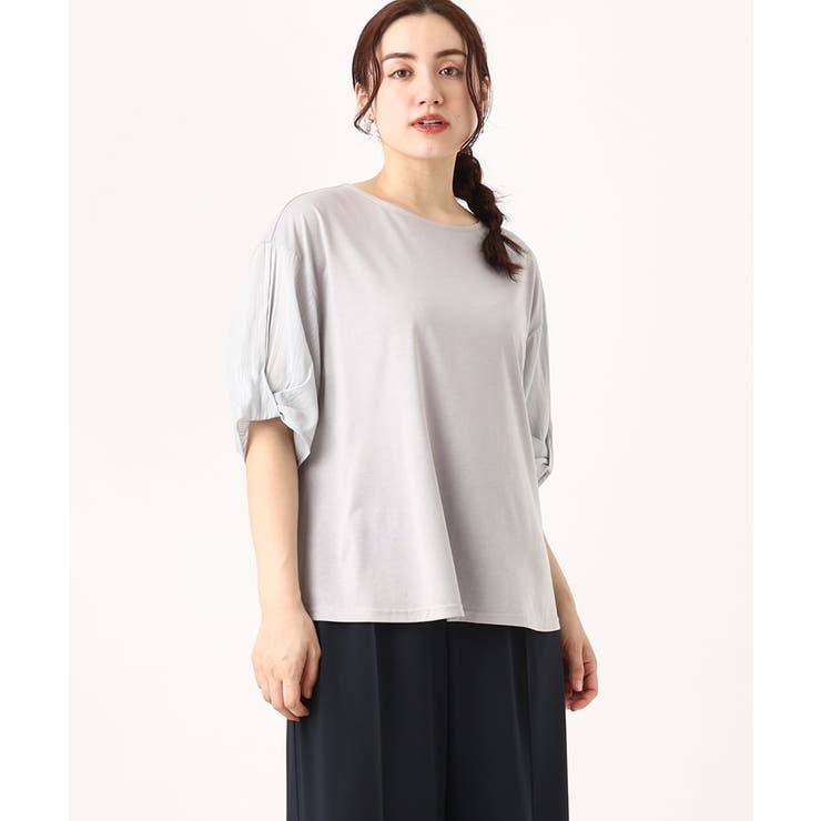 ライトグレー(91) | 【大きいサイズ】シアーねじり袖トップス | eur3