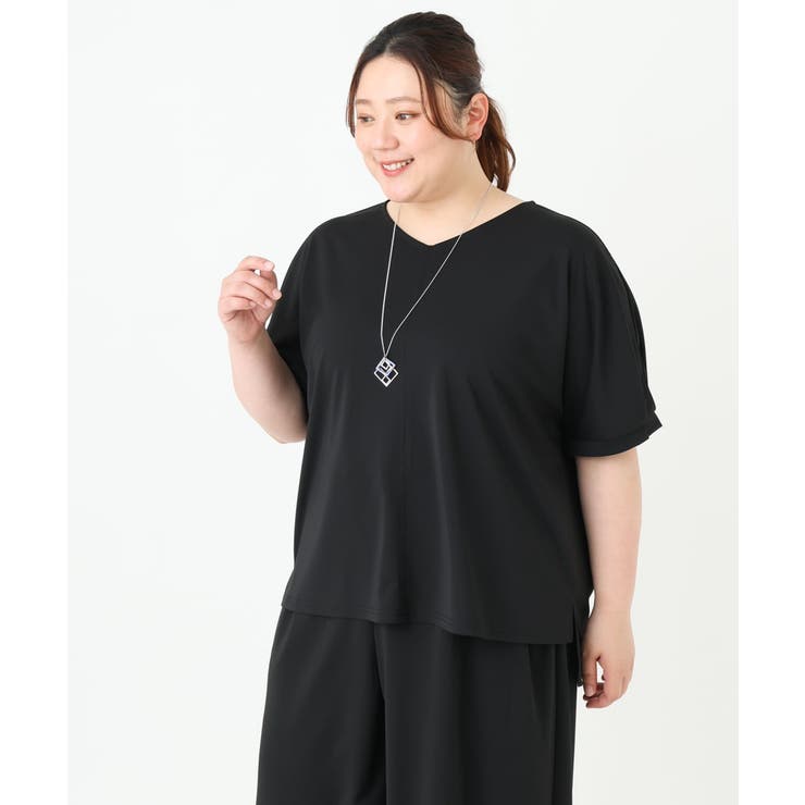 【大きいサイズ/接触冷感/セットアップ対応】Vネックジャージートップス | eur3 | 詳細画像17 