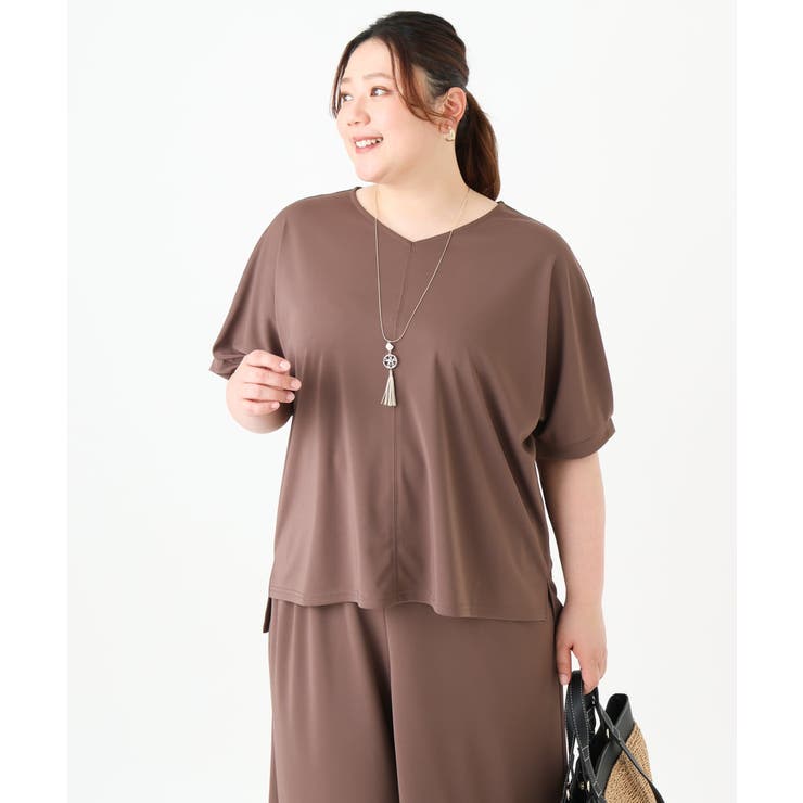 【大きいサイズ/接触冷感/セットアップ対応】Vネックジャージートップス | eur3 | 詳細画像7 