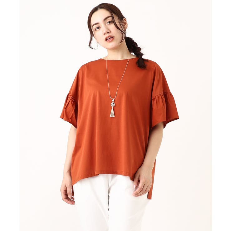 【大きいサイズ】ギャザーフリルスリーブトップス | eur3 | 詳細画像2 