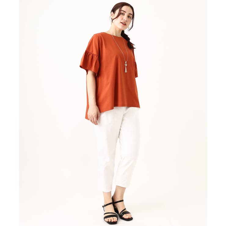 【大きいサイズ】ギャザーフリルスリーブトップス | eur3 | 詳細画像3 