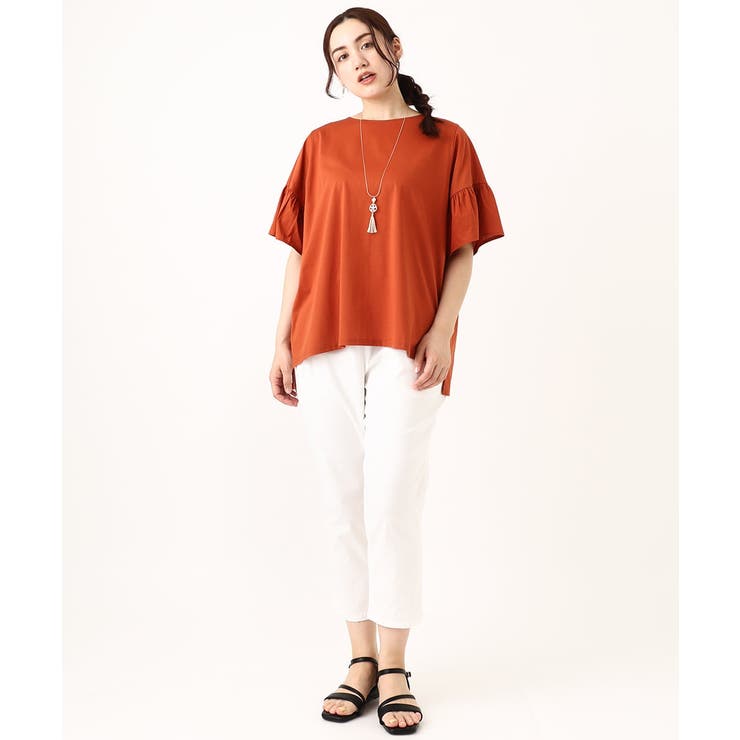 【大きいサイズ】ギャザーフリルスリーブトップス | eur3 | 詳細画像4 