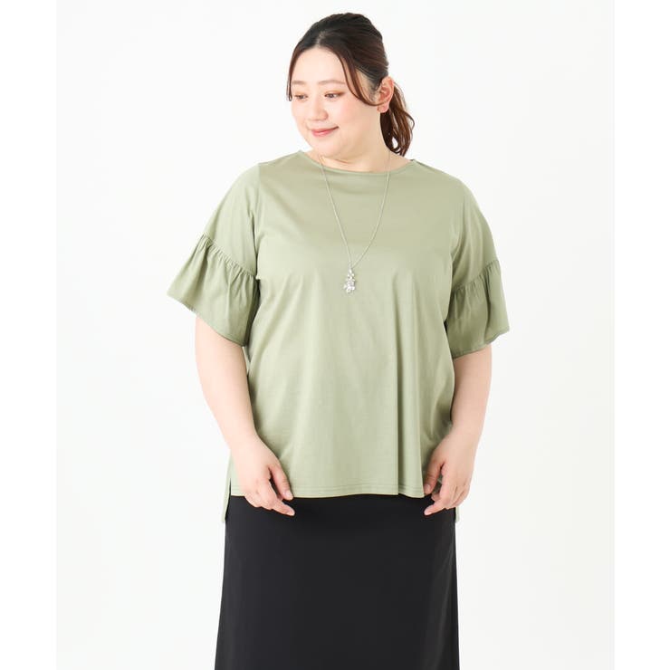 【大きいサイズ】ギャザーフリルスリーブトップス | eur3 | 詳細画像8 