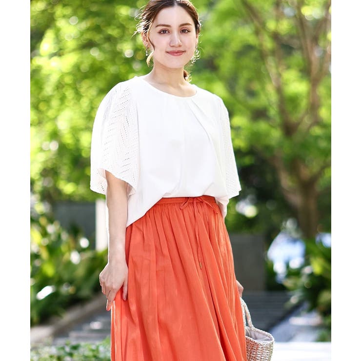 【大きいサイズ/a.v.v×eur3】リーフレーススリーブトップス | eur3 | 詳細画像1 