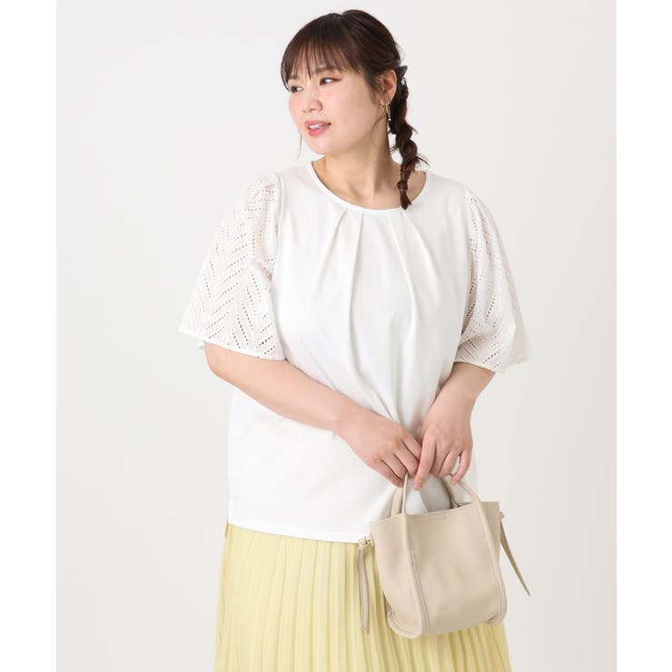 【大きいサイズ/a.v.v×eur3】リーフレーススリーブトップス | eur3 | 詳細画像17 