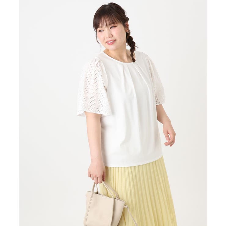 【大きいサイズ/a.v.v×eur3】リーフレーススリーブトップス | eur3 | 詳細画像18 