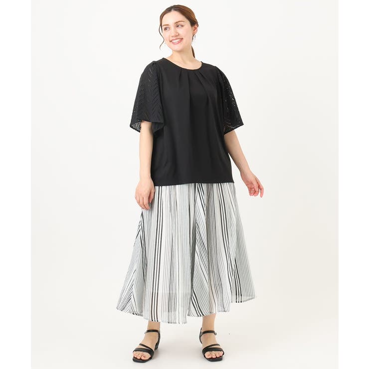 【大きいサイズ/a.v.v×eur3】リーフレーススリーブトップス | eur3 | 詳細画像24 