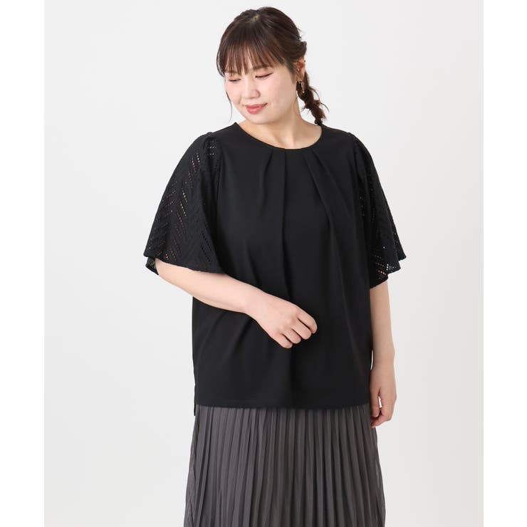 【大きいサイズ/a.v.v×eur3】リーフレーススリーブトップス | eur3 | 詳細画像25 