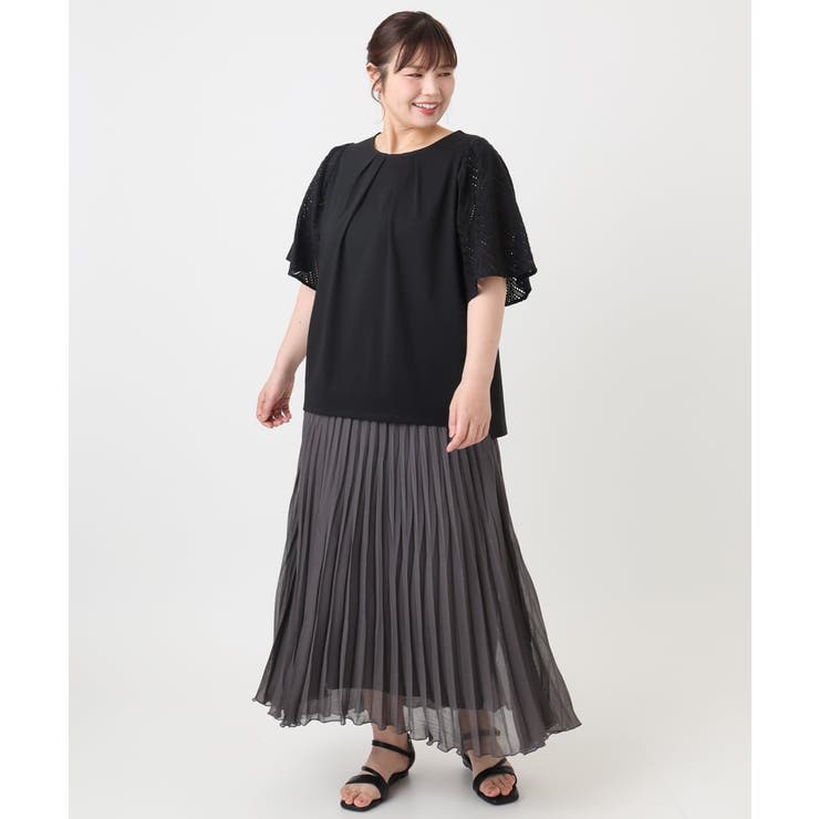 【大きいサイズ/a.v.v×eur3】リーフレーススリーブトップス | eur3 | 詳細画像28 