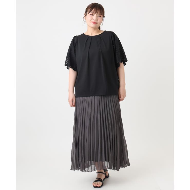 【大きいサイズ/a.v.v×eur3】リーフレーススリーブトップス | eur3 | 詳細画像29 