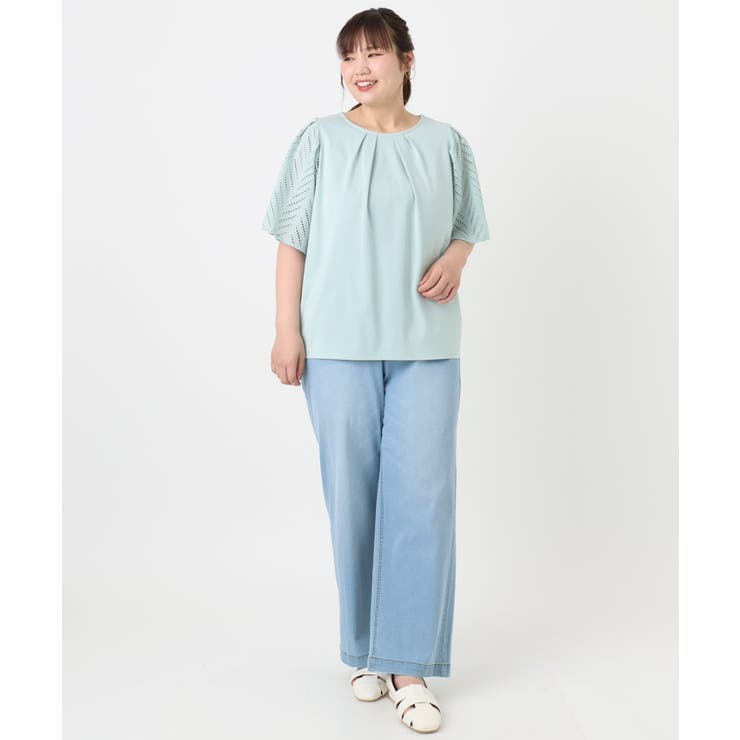 【大きいサイズ/a.v.v×eur3】リーフレーススリーブトップス | eur3 | 詳細画像4 