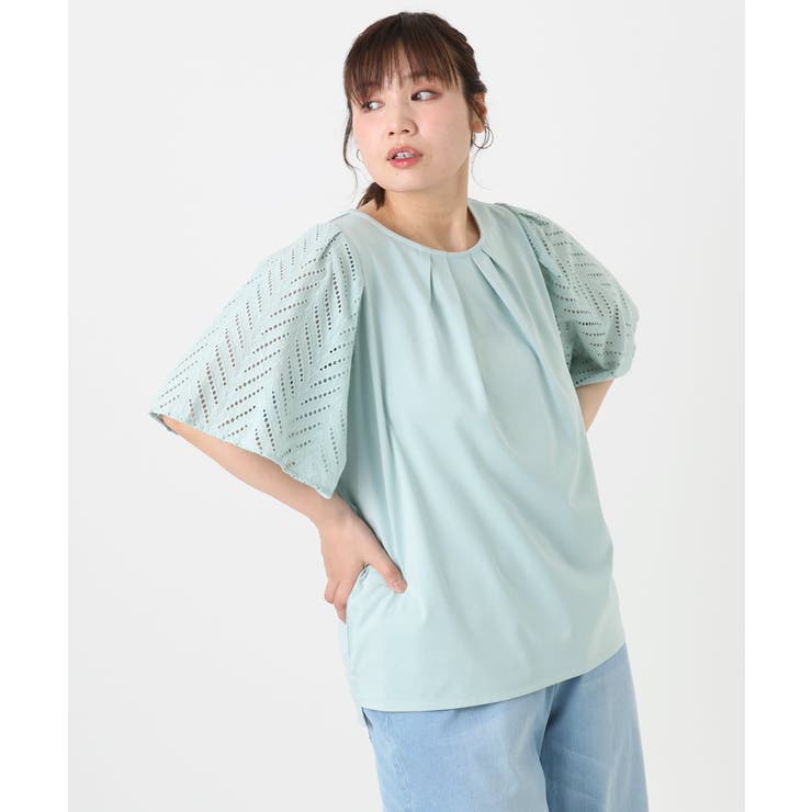 【大きいサイズ/a.v.v×eur3】リーフレーススリーブトップス | eur3 | 詳細画像7 