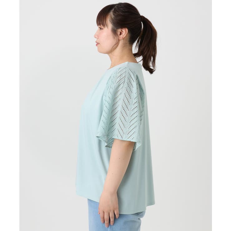 【大きいサイズ/a.v.v×eur3】リーフレーススリーブトップス | eur3 | 詳細画像8 