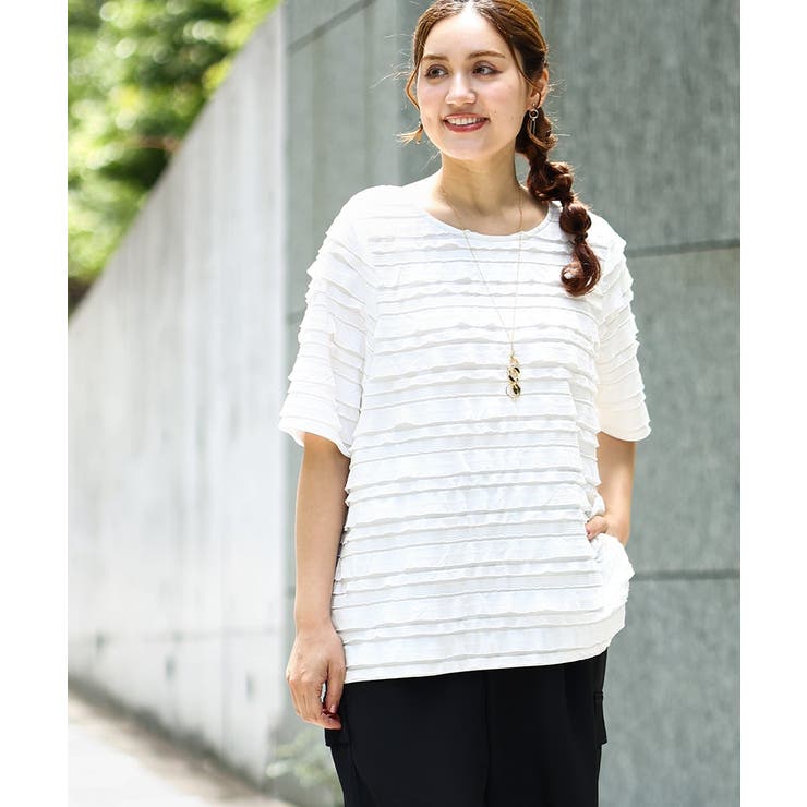 【大きいサイズ】カットフリルトップス | eur3 | 詳細画像1 