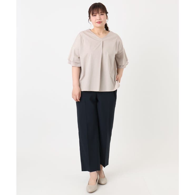 【大きいサイズ/接触冷感】Vネックシルケット天竺カットソー | eur3 | 詳細画像20 