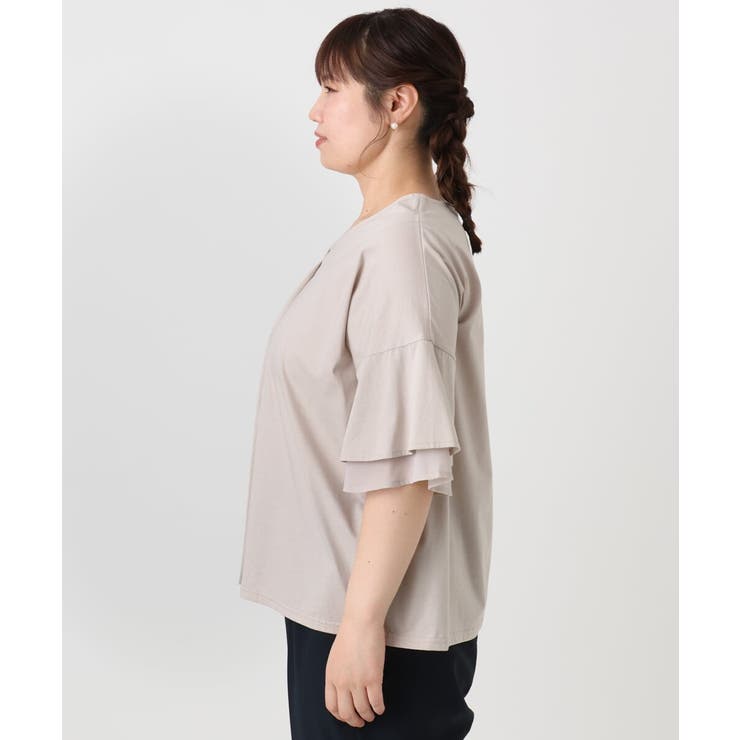 【大きいサイズ/接触冷感】Vネックシルケット天竺カットソー | eur3 | 詳細画像23 