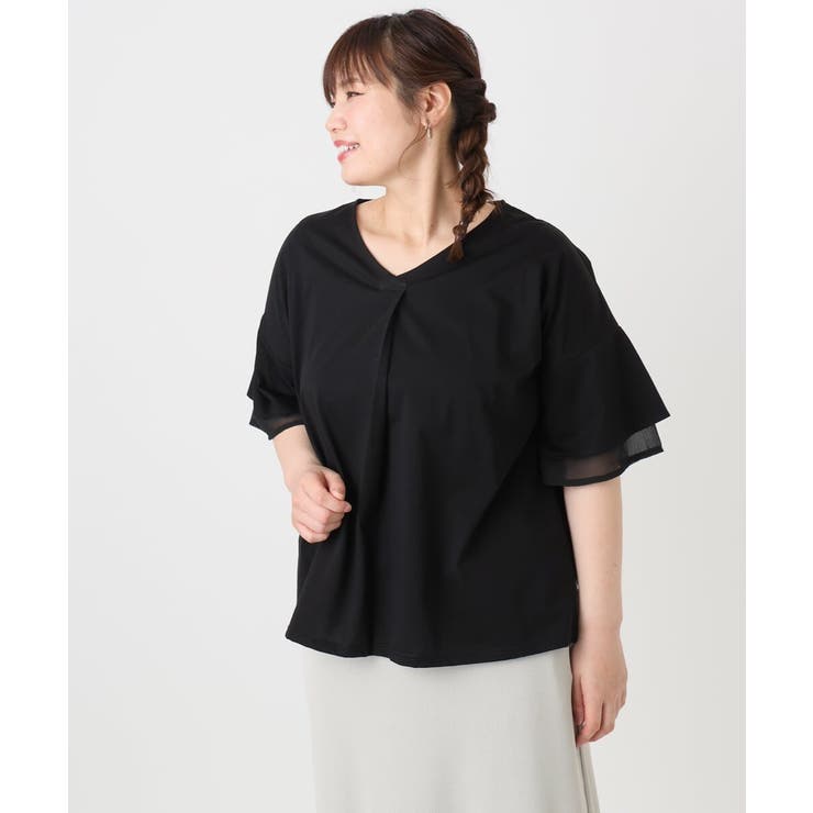 【大きいサイズ/接触冷感】Vネックシルケット天竺カットソー | eur3 | 詳細画像25 