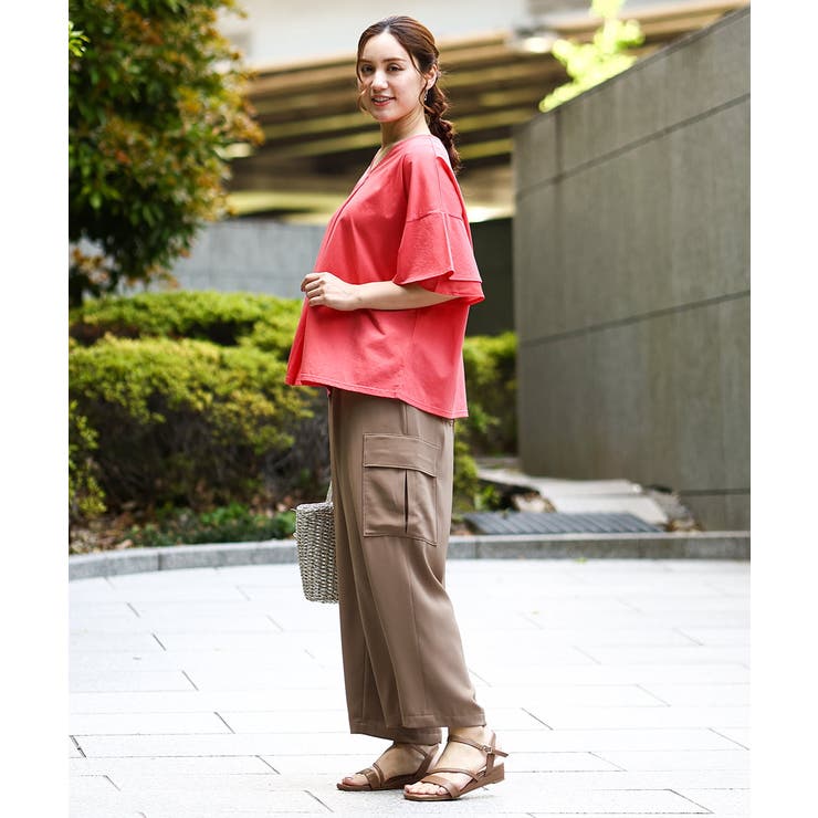 【大きいサイズ/接触冷感】Vネックシルケット天竺カットソー | eur3 | 詳細画像3 