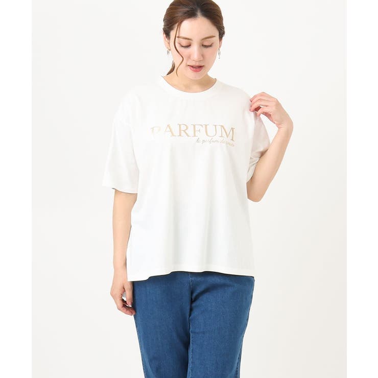 ホワイト(90) | 【大きいサイズ/a.v.v×eur3】コットンロゴTシャツ | eur3