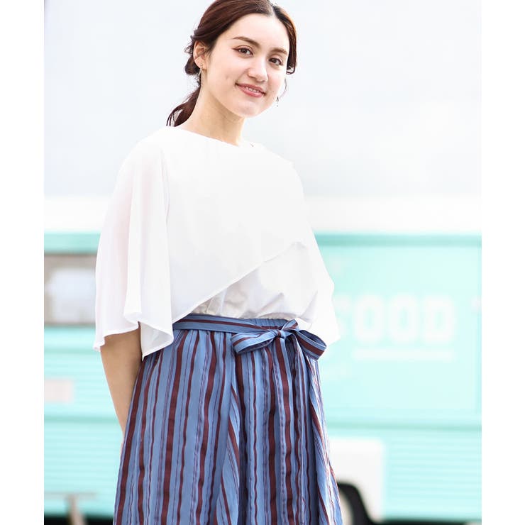 【大きいサイズ/a.v.v×eur3】シフォンケープレイヤードトップス | eur3 | 詳細画像1 