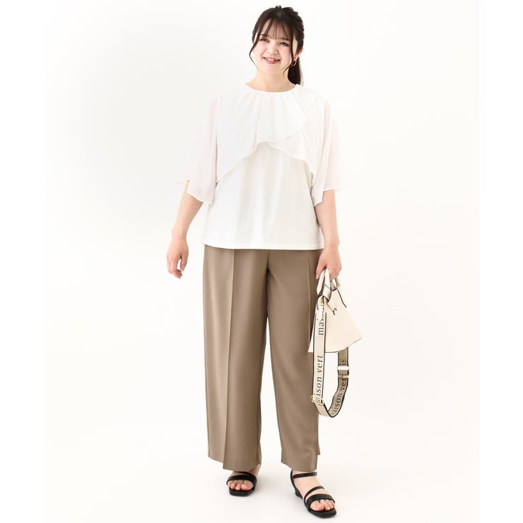 【大きいサイズ/a.v.v×eur3】シフォンケープレイヤードトップス | eur3 | 詳細画像14 