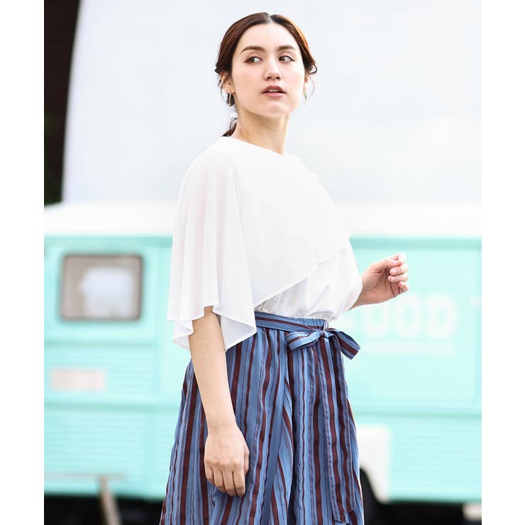 【大きいサイズ/a.v.v×eur3】シフォンケープレイヤードトップス | eur3 | 詳細画像2 