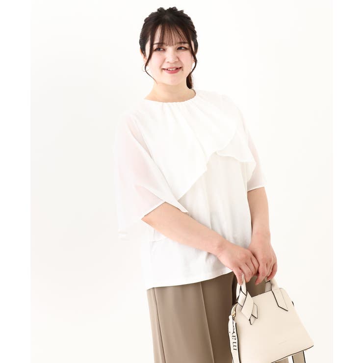 【大きいサイズ/a.v.v×eur3】シフォンケープレイヤードトップス | eur3 | 詳細画像5 