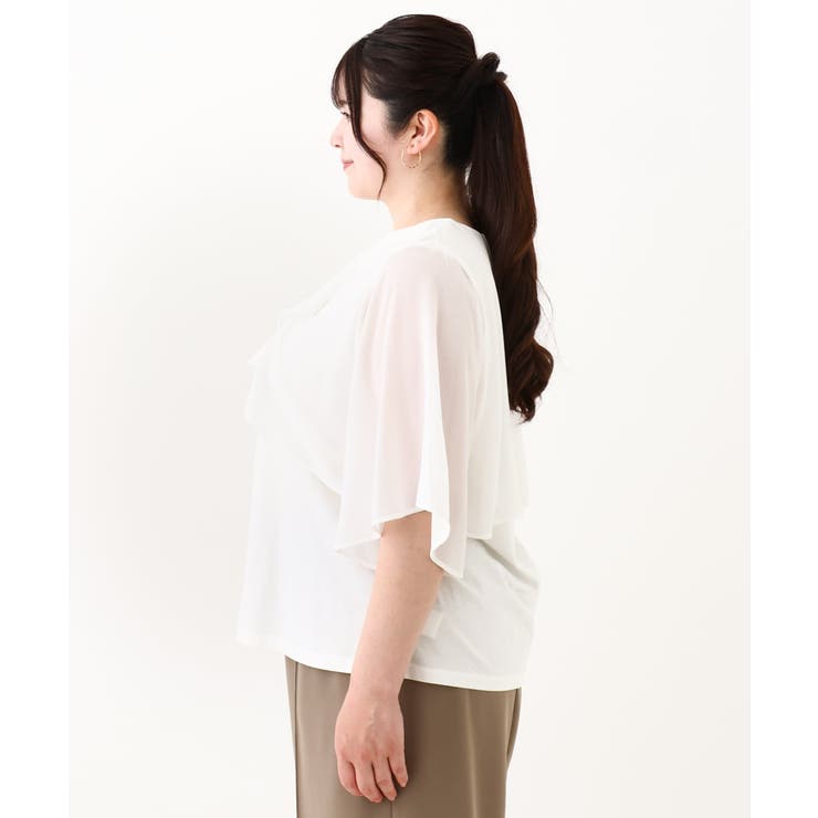 【大きいサイズ/a.v.v×eur3】シフォンケープレイヤードトップス | eur3 | 詳細画像7 