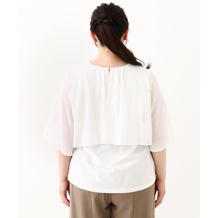 【大きいサイズ/a.v.v×eur3】シフォンケープレイヤードトップス | eur3 | 詳細画像8 