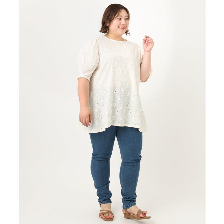 【大きいサイズ】アイレットレースティアードトップス | eur3 | 詳細画像17 