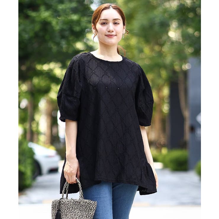 【大きいサイズ】アイレットレースティアードトップス | eur3 | 詳細画像19 