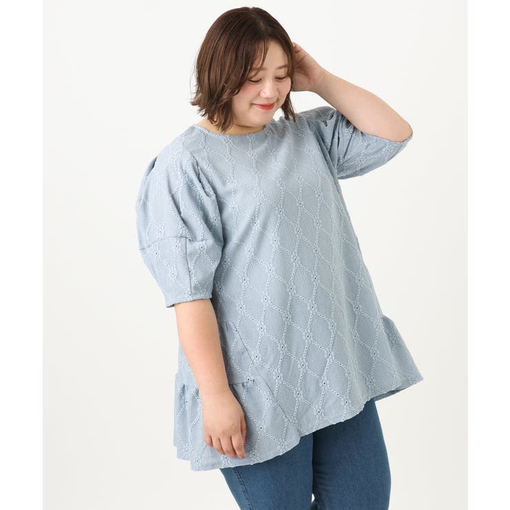 【大きいサイズ】アイレットレースティアードトップス | eur3 | 詳細画像2 