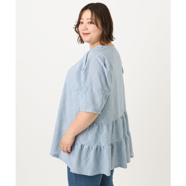 【大きいサイズ】アイレットレースティアードトップス | eur3 | 詳細画像3 