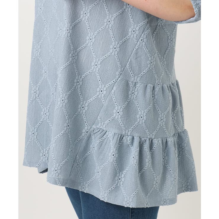 【大きいサイズ】アイレットレースティアードトップス | eur3 | 詳細画像8 