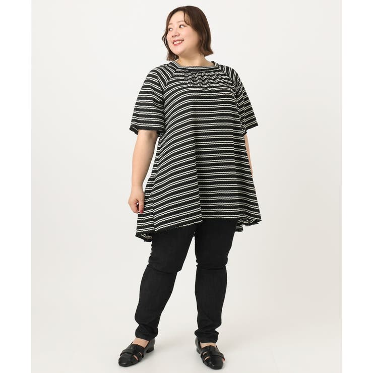 【大きいサイズ】ワッフルボーダーチュニック | eur3 | 詳細画像17 