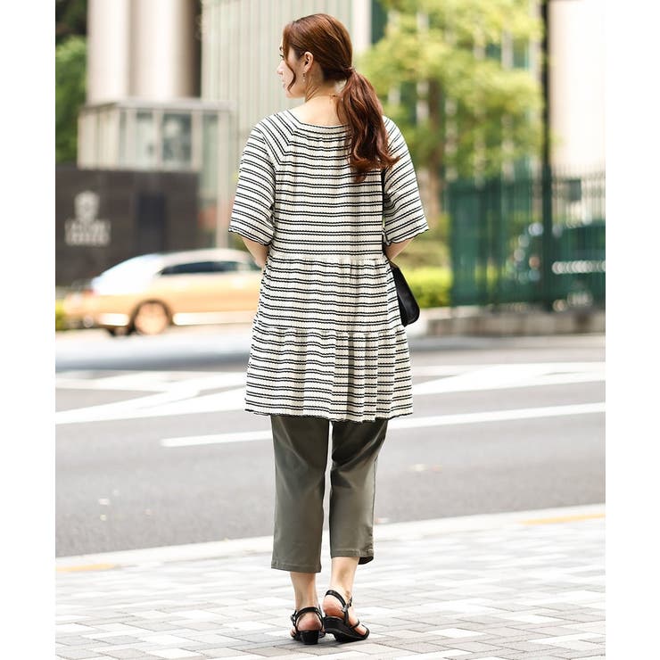 【大きいサイズ】ワッフルボーダーチュニック | eur3 | 詳細画像4 