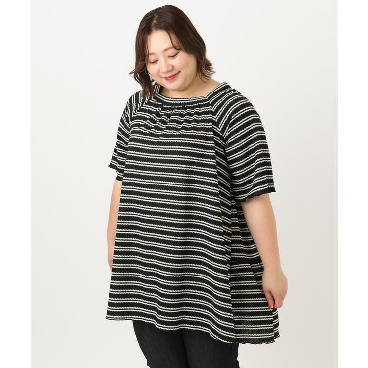 【大きいサイズ】ワッフルボーダーチュニック | eur3 | 詳細画像7 