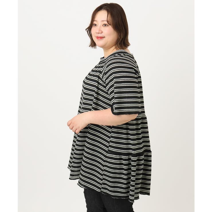 【大きいサイズ】ワッフルボーダーチュニック | eur3 | 詳細画像8 