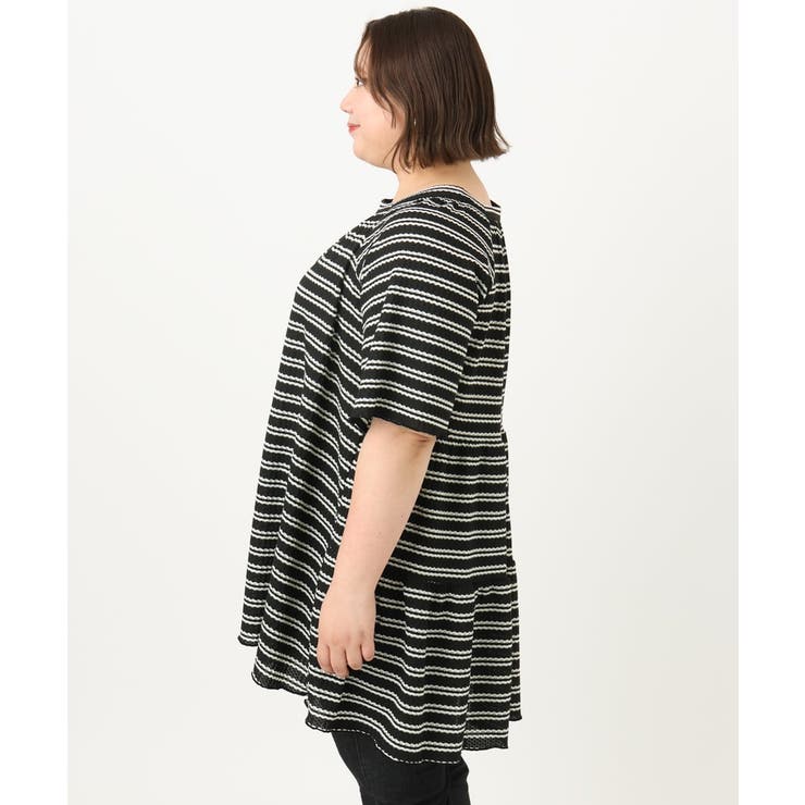 【大きいサイズ】ワッフルボーダーチュニック | eur3 | 詳細画像9 