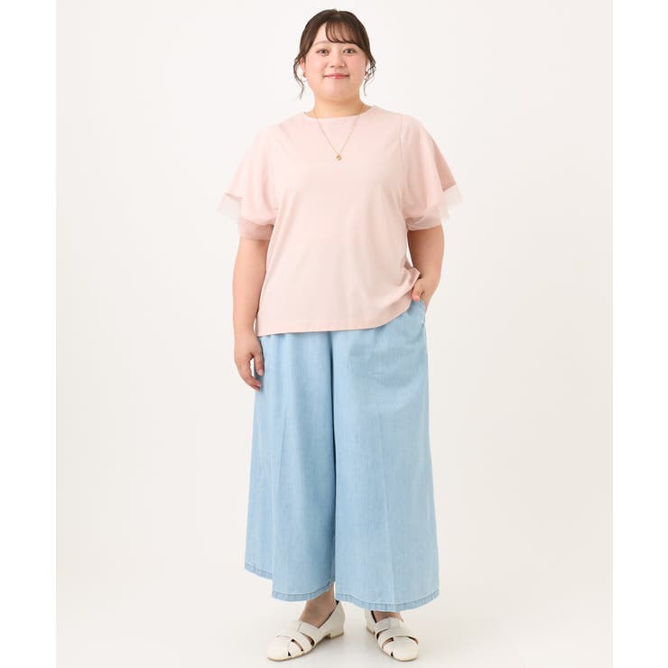 【大きいサイズ/a.v.v×eur3】シアー切替フレアスリーブトップス | eur3 | 詳細画像7 