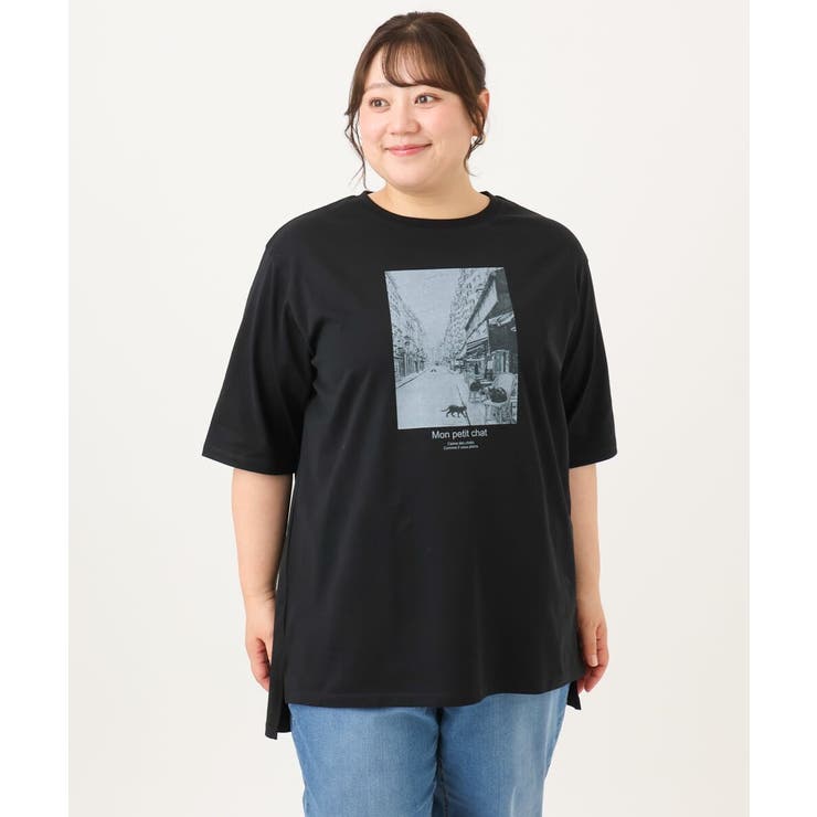 【大きいサイズ/接触冷感/UVカット】ネコプリントTシャツ | eur3 | 詳細画像12 