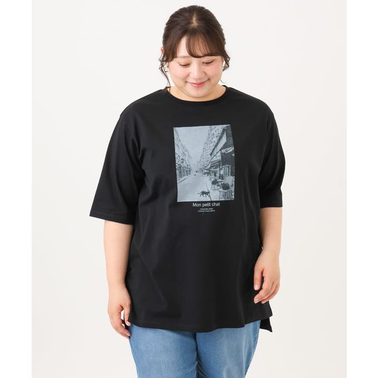 【大きいサイズ/接触冷感/UVカット】ネコプリントTシャツ | eur3 | 詳細画像13 